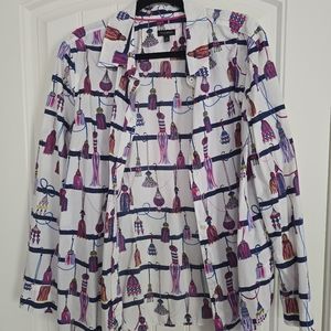 Talbots | Talbots Tapestry Tassel Curtain Button Down Shirt